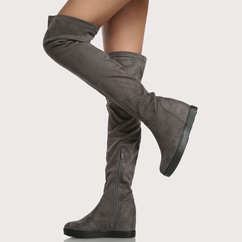 NEW🔥Over The Knee Hidden Wedge Heel Sneaker Boot - Picture 2 of 4
